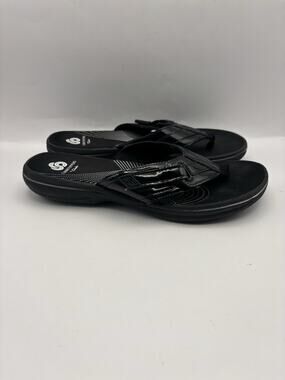 Clarks Cloudsteppers Breeze Reyna Black Flip Flops Women Size 6